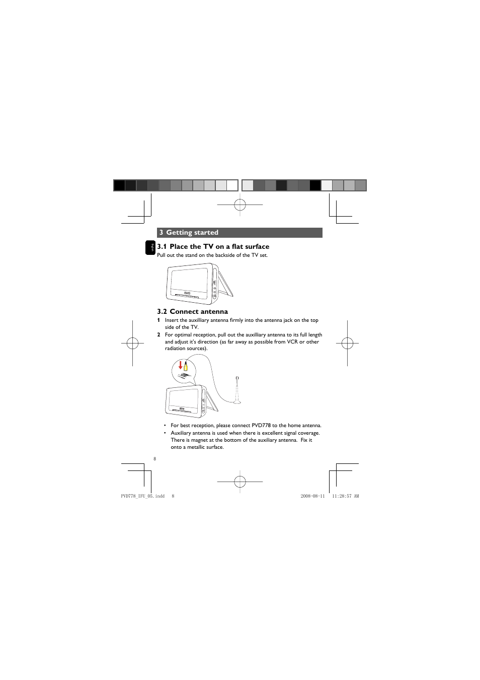 2 connect antenna | Philips PVD778 User Manual | Page 8 / 20