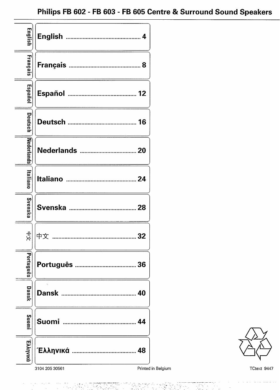 Portugues dansk suomi exanviko | Philips FB 603 User Manual | Page 8 / 8