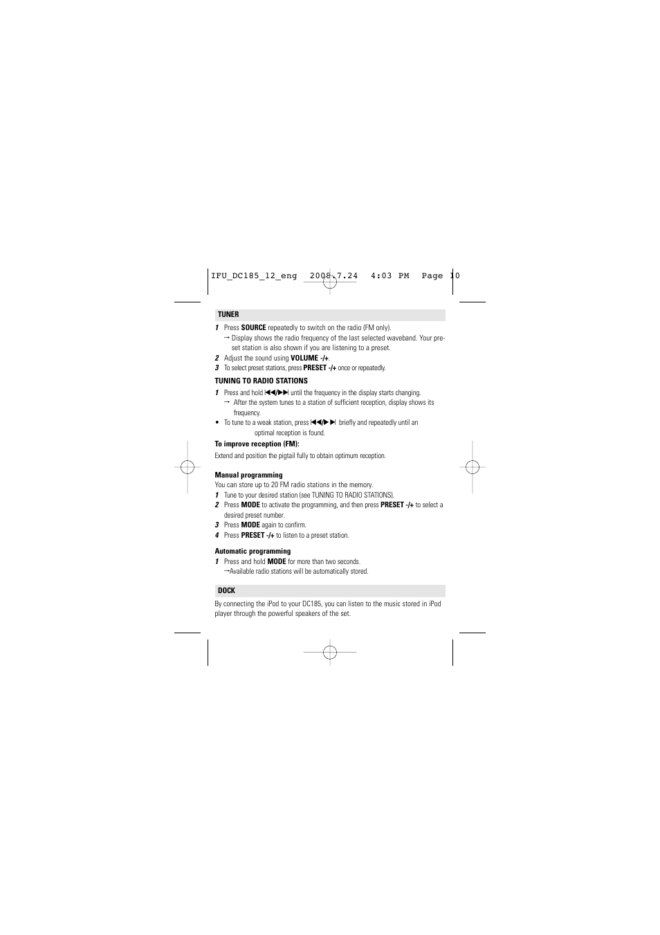 Philips DC185 User Manual | Page 10 / 17