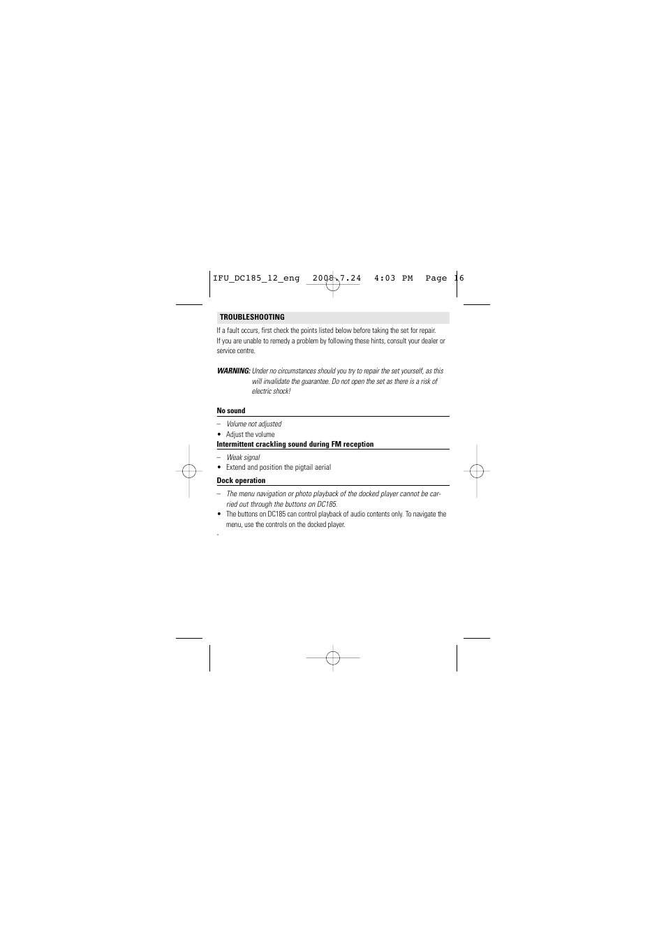 Philips DC185 User Manual | Page 16 / 17