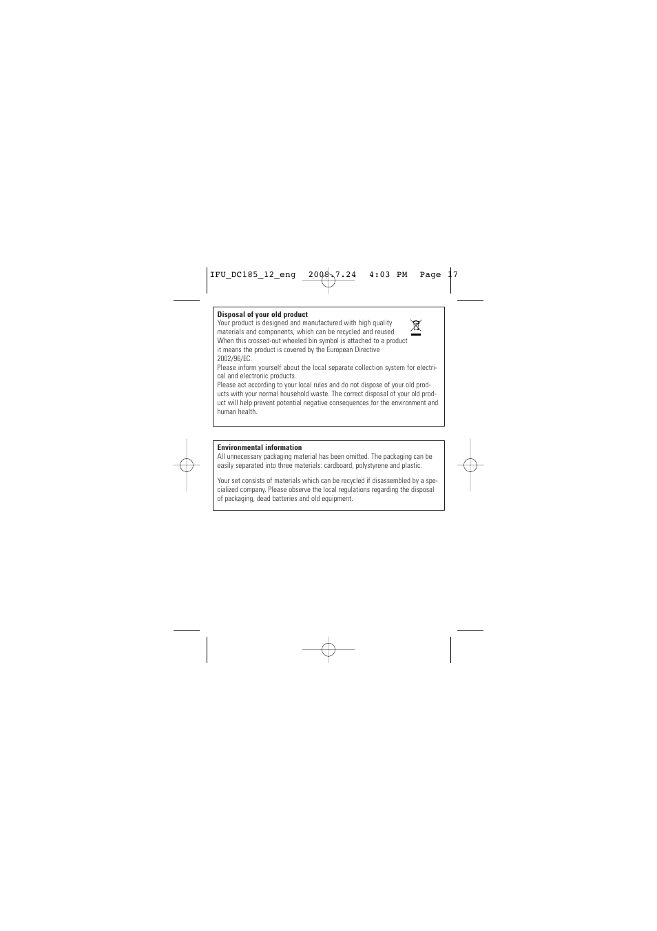 Philips DC185 User Manual | Page 17 / 17