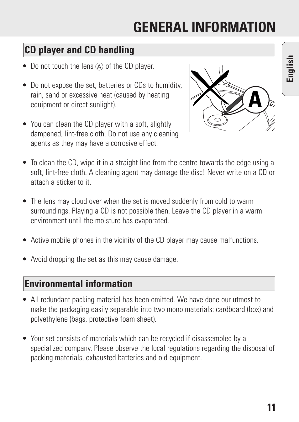 General information | Philips AZ9003/11 User Manual | Page 11 / 62