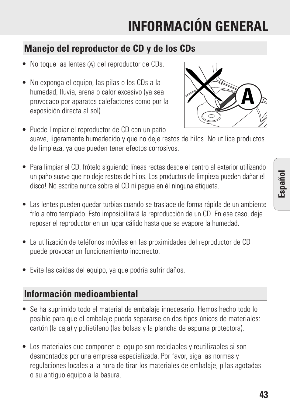 Información general | Philips AZ9003/11 User Manual | Page 43 / 62