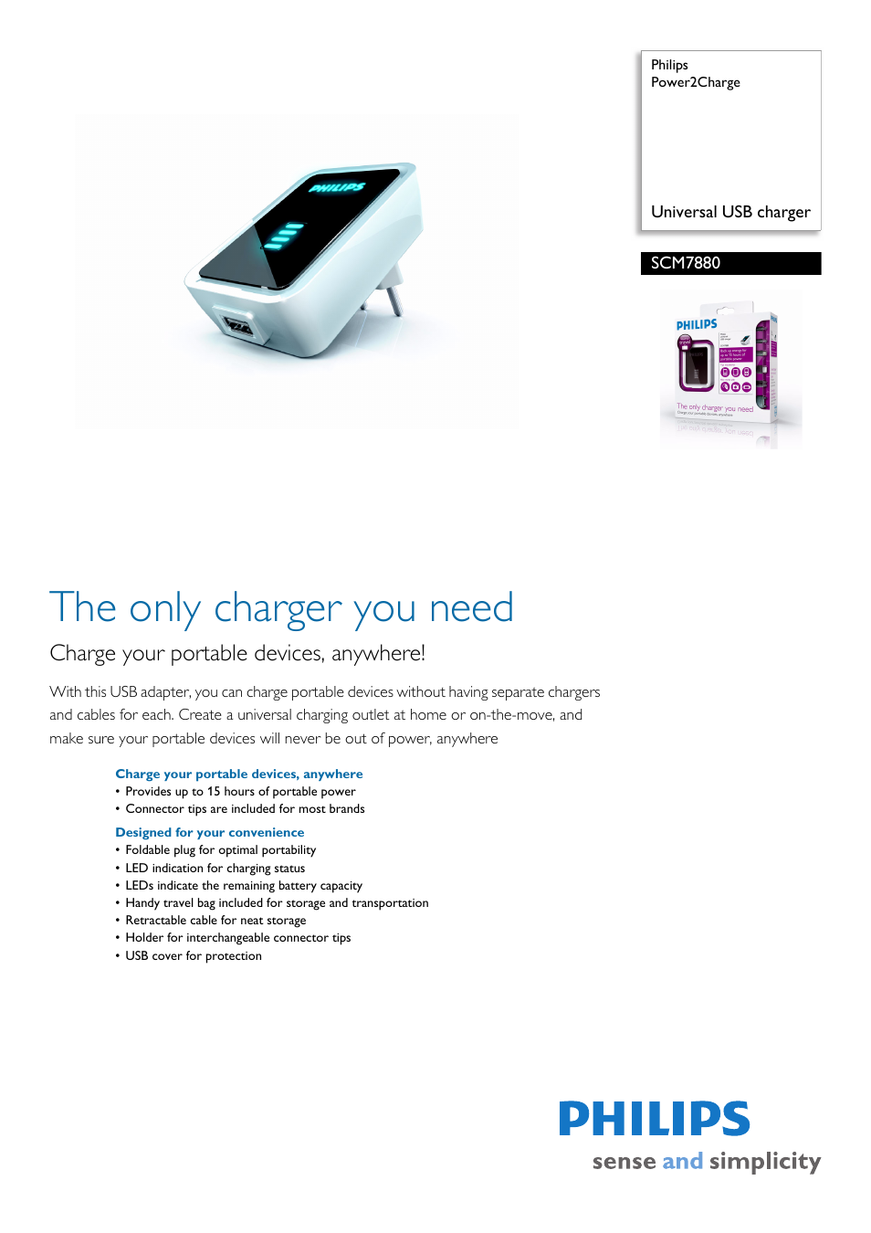 Philips Power2Charge SCM7880 User Manual | 2 pages