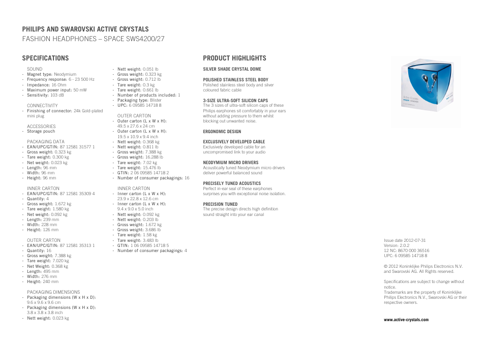 Philips Space SWS4200/27 User Manual | Page 2 / 2