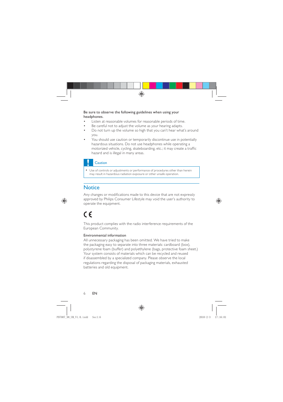 Notice | Philips PD7007/55 User Manual | Page 5 / 26