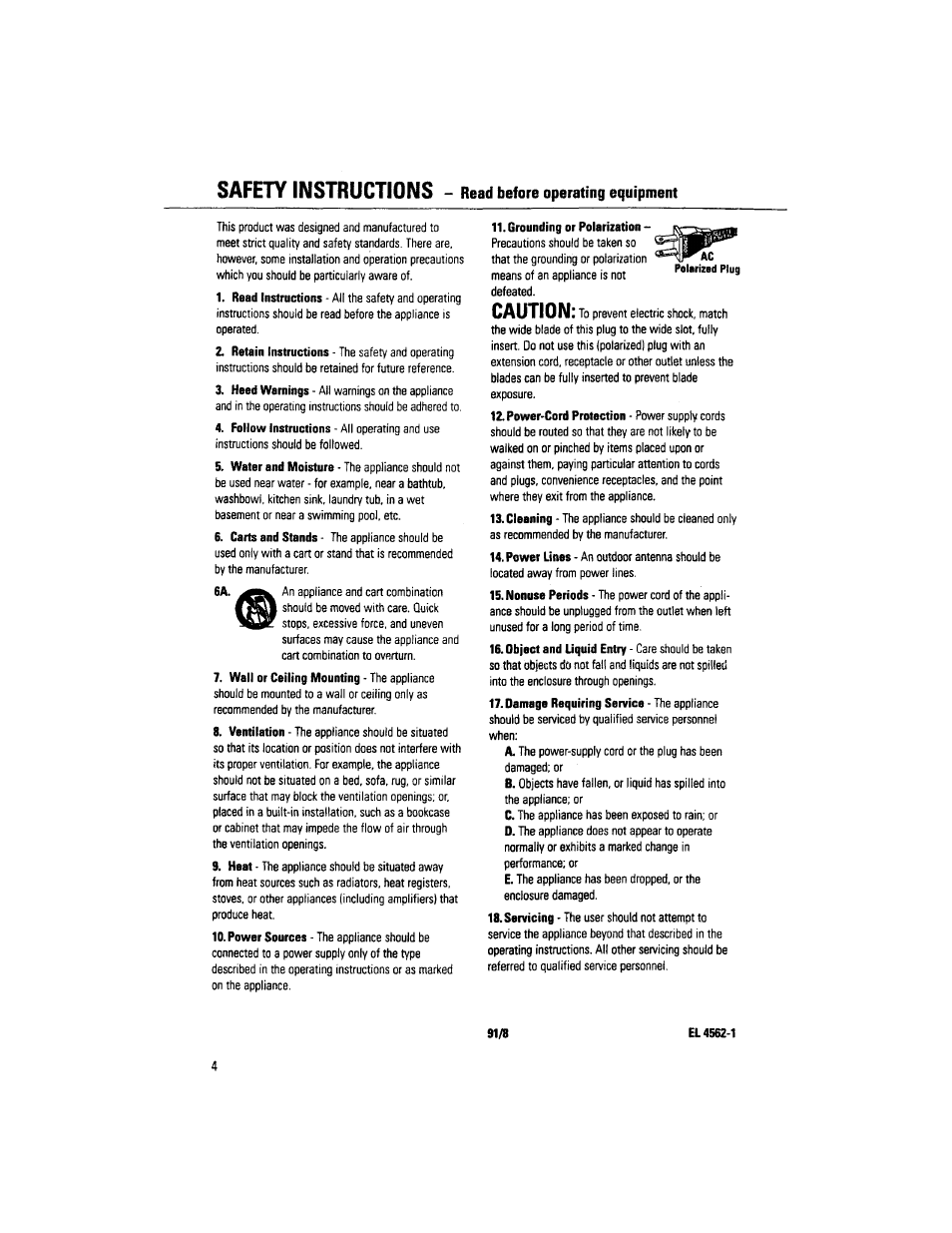 Safety instructions, Caution, Read before operating equipment | Philips DSS 370 User Manual | Page 4 / 11