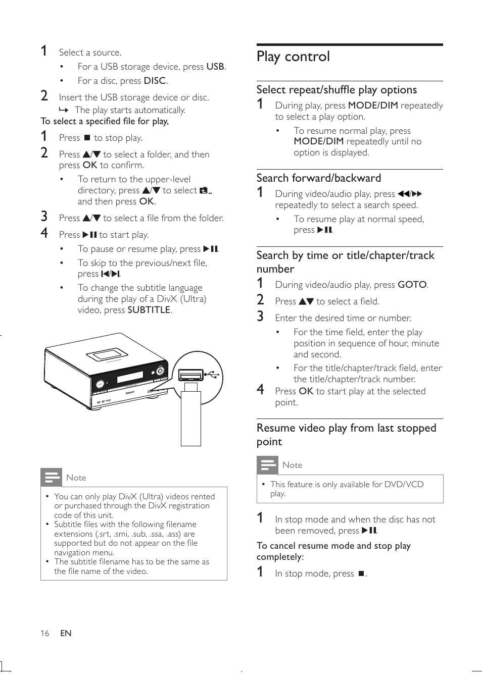 Play control | Philips DCD322/12 User Manual | Page 18 / 31