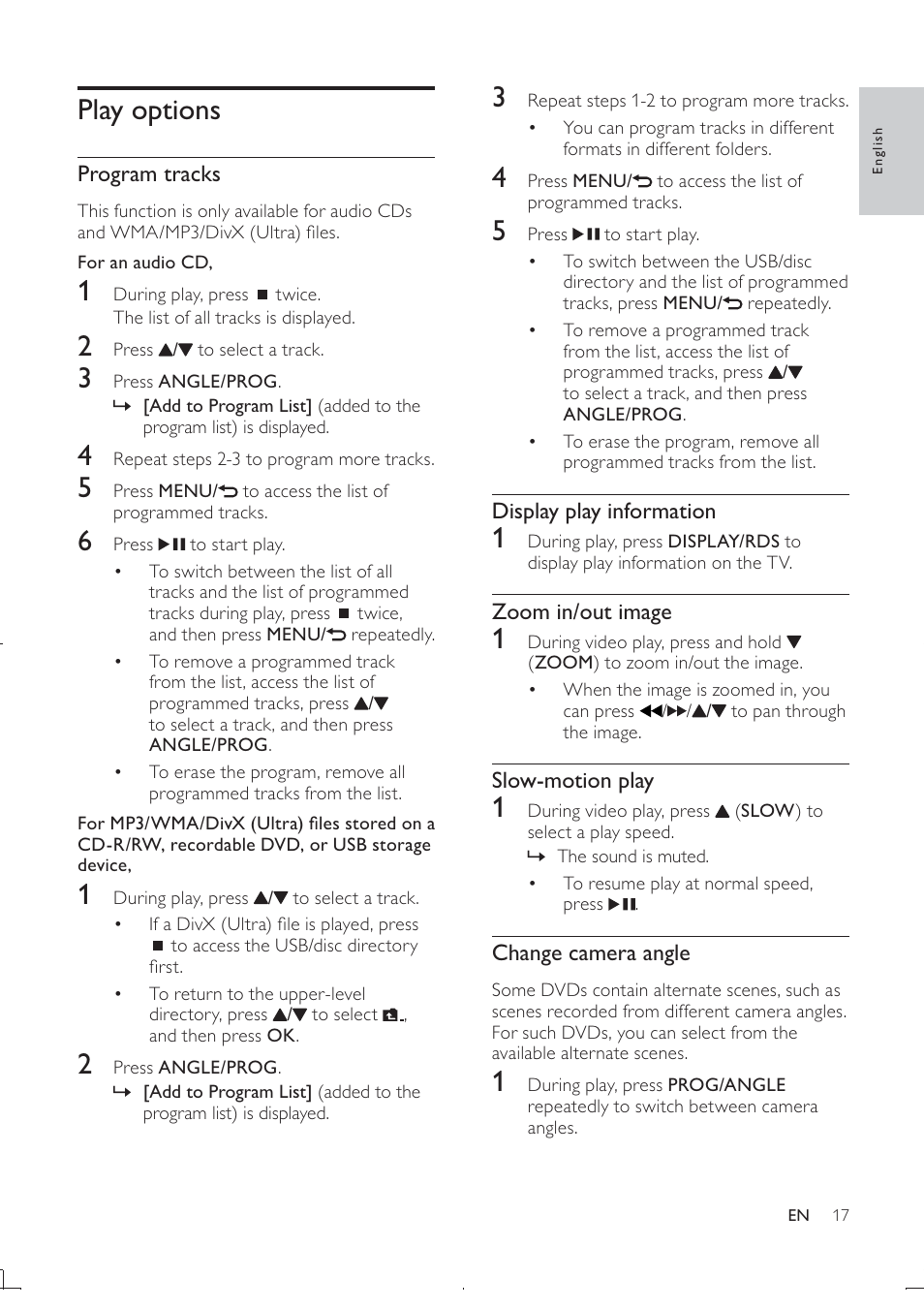 Play options | Philips DCD322/12 User Manual | Page 19 / 31