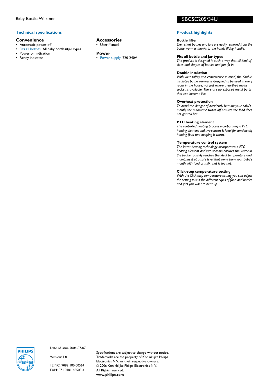 For preview purpose only | Philips SBC SC205 User Manual | Page 2 / 2