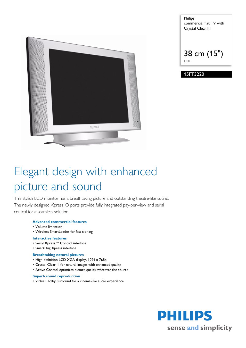 Philips 15FT3220 User Manual | 2 pages