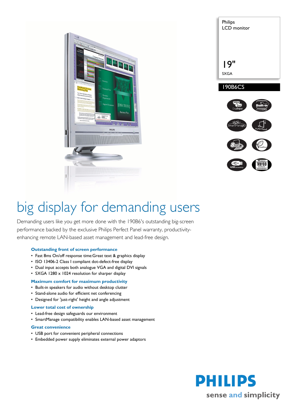 Philips 190B6CS User Manual | 2 pages