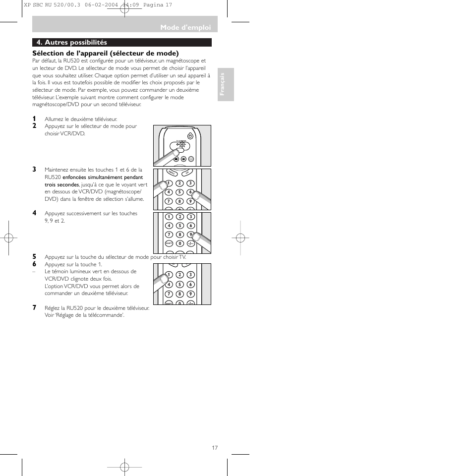 Mode d'emploi | Philips SBC RU 520/00U User Manual | Page 17 / 78
