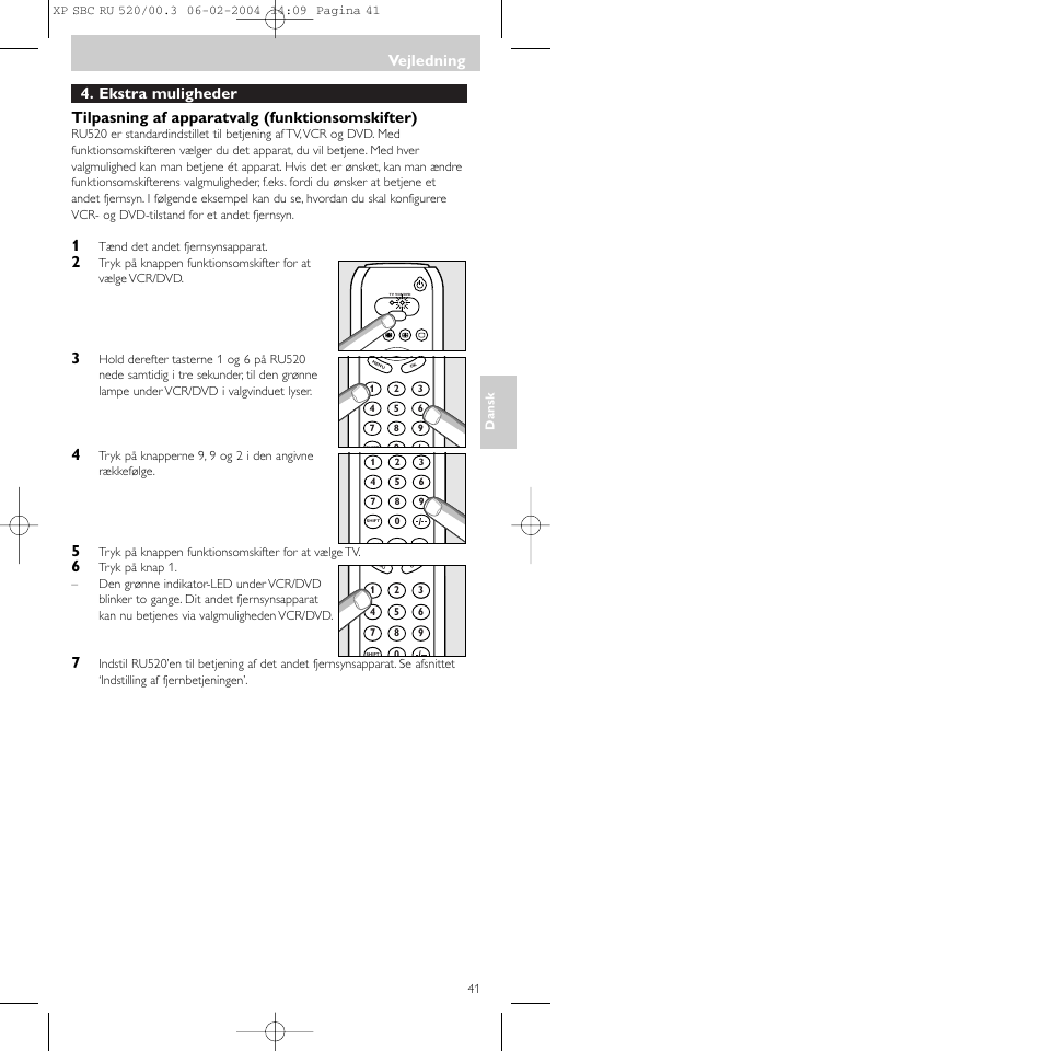 Vejledning | Philips SBC RU 520/00U User Manual | Page 41 / 78