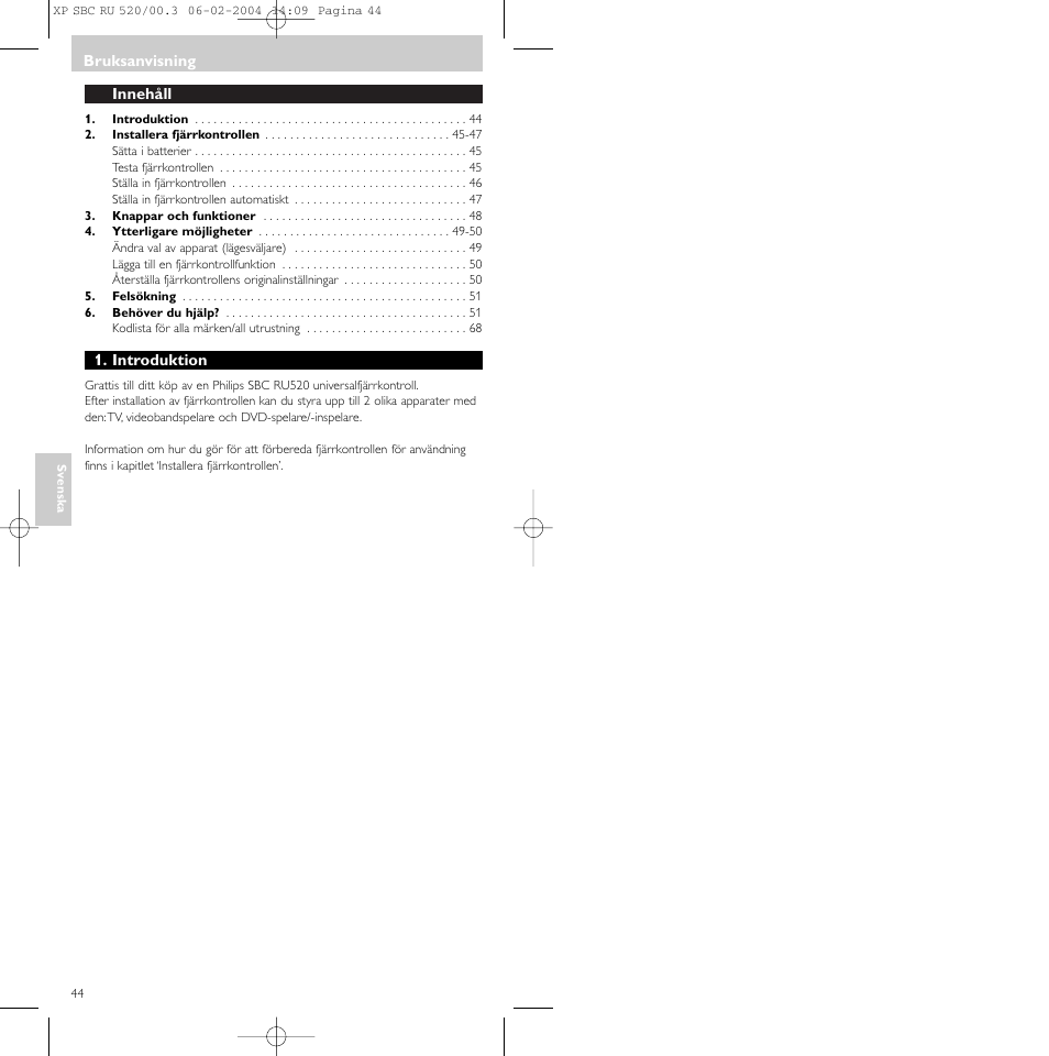 Philips SBC RU 520/00U User Manual | Page 44 / 78