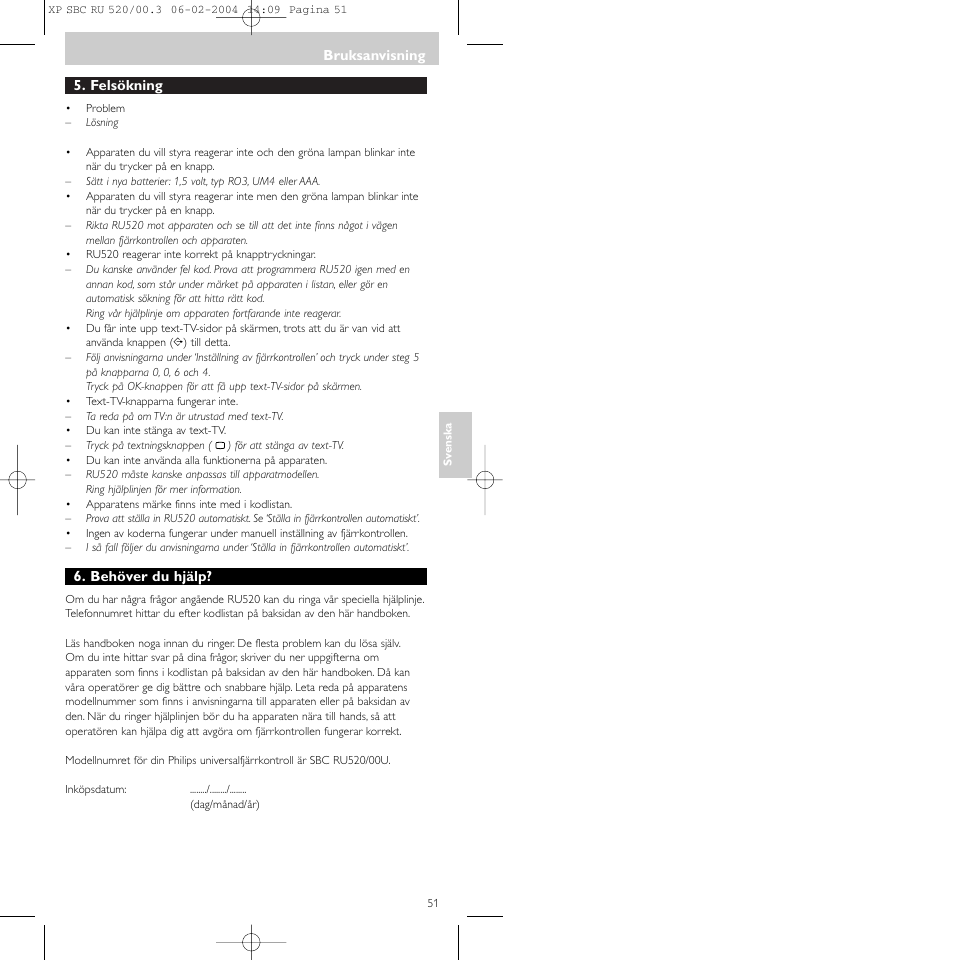 Philips SBC RU 520/00U User Manual | Page 51 / 78