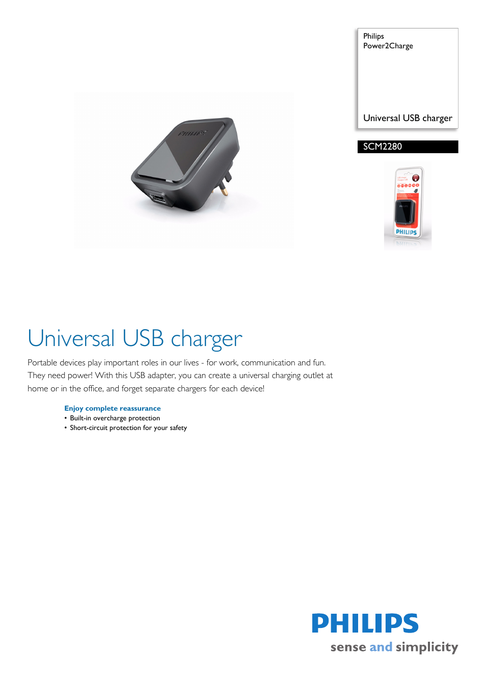 Philips Power2Charge SCM2280 User Manual | 2 pages