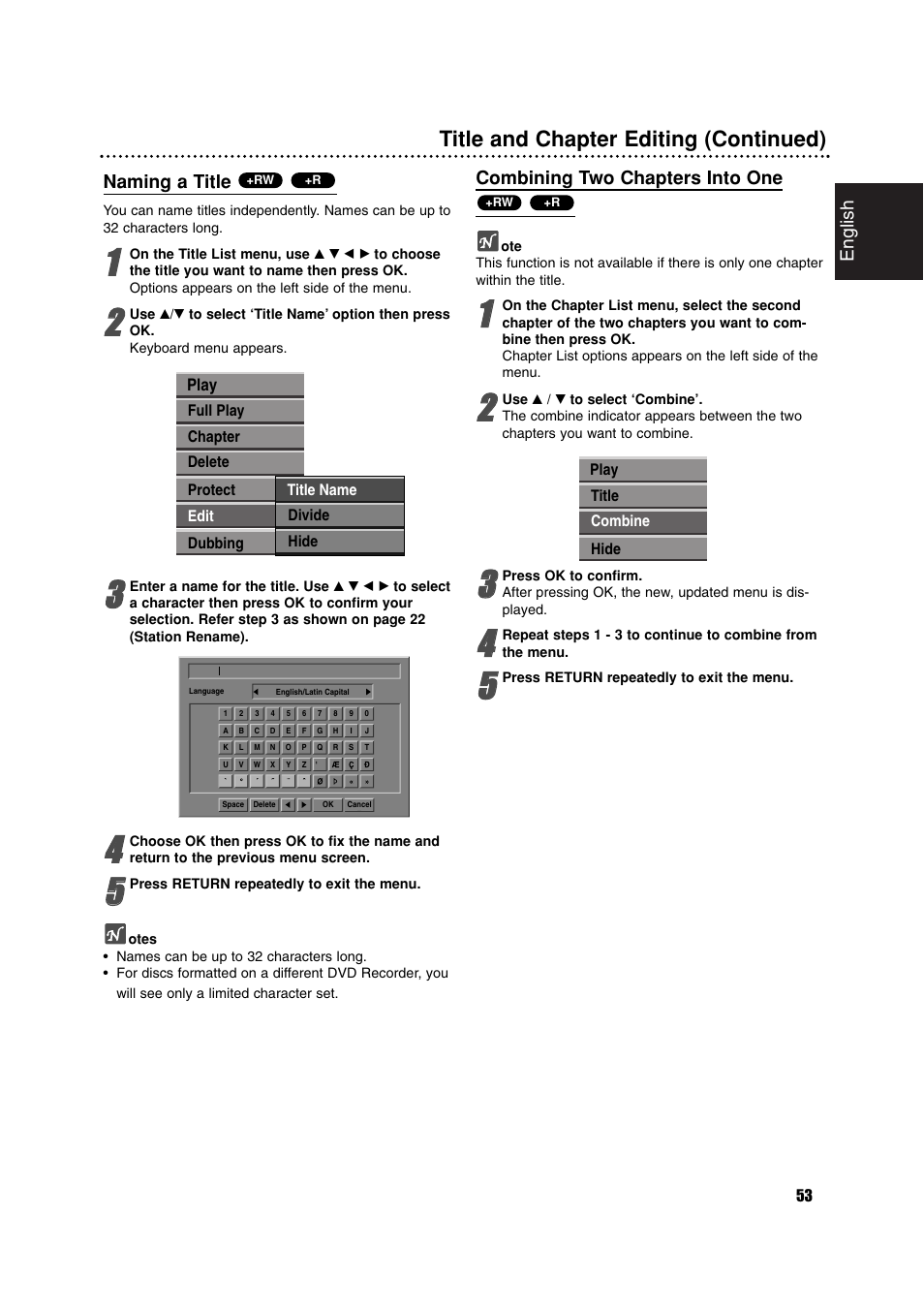 Title and chapter editing (continued) | Philips RCP7005TP2L User Manual | Page 53 / 61