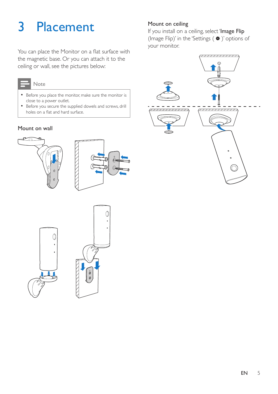 3 placement | Philips WIRELESS HOME MONITOR M100 User Manual | Page 7 / 14