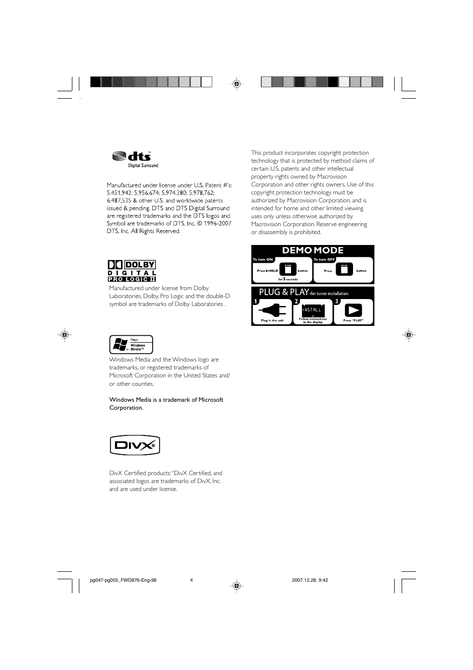 Philips FWD876 User Manual | Page 4 / 47