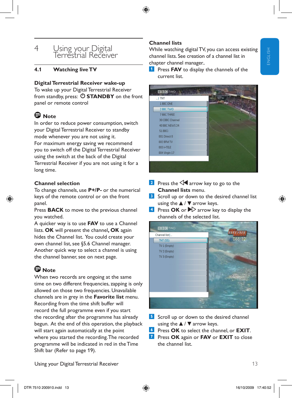 4using your digital terrestrial receiver | Philips DTR7510/05 User Manual | Page 13 / 60