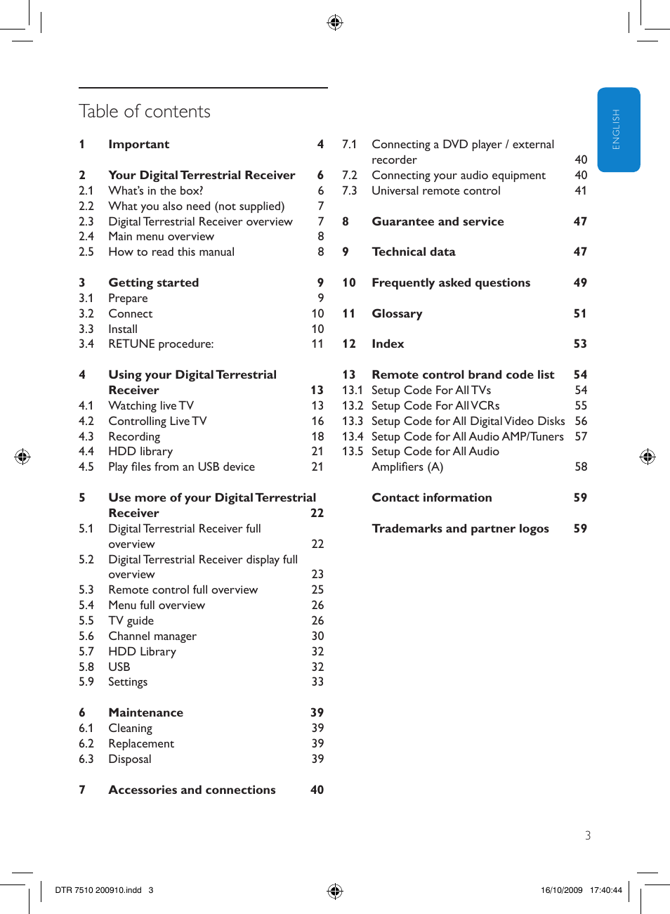 Philips DTR7510/05 User Manual | Page 3 / 60