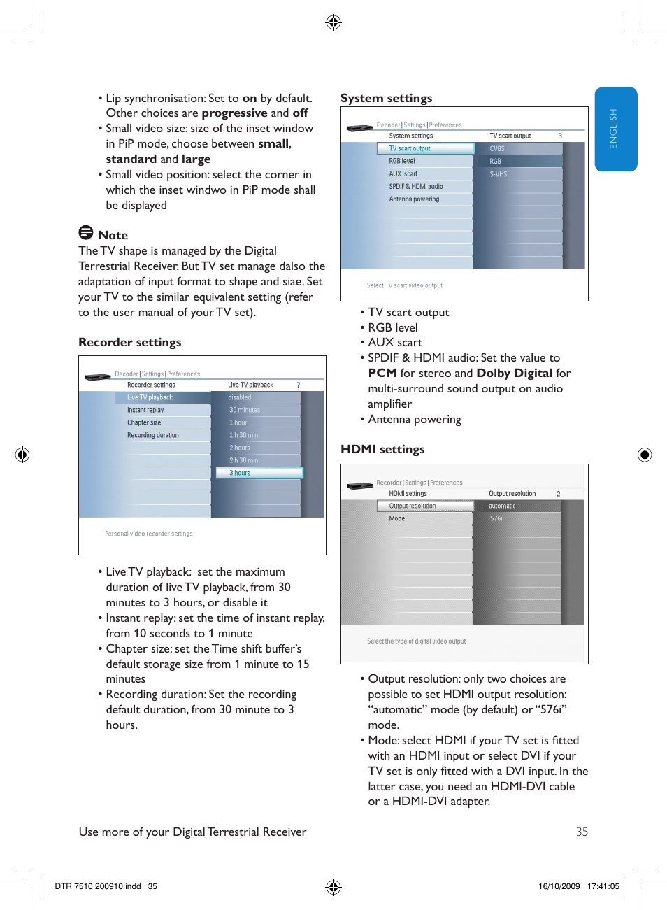 Philips DTR7510/05 User Manual | Page 35 / 60