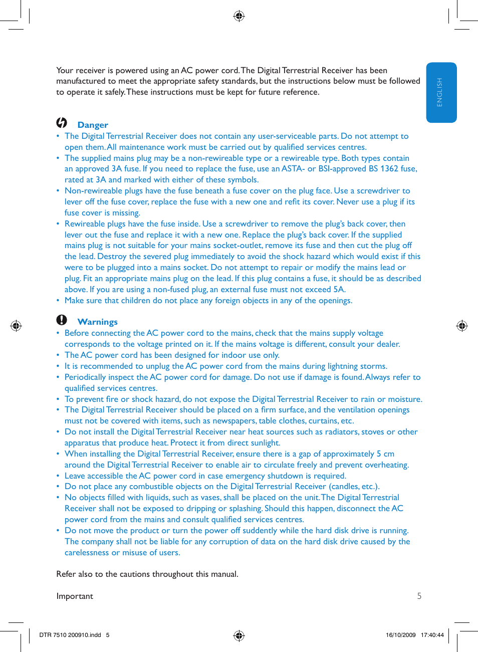 Philips DTR7510/05 User Manual | Page 5 / 60