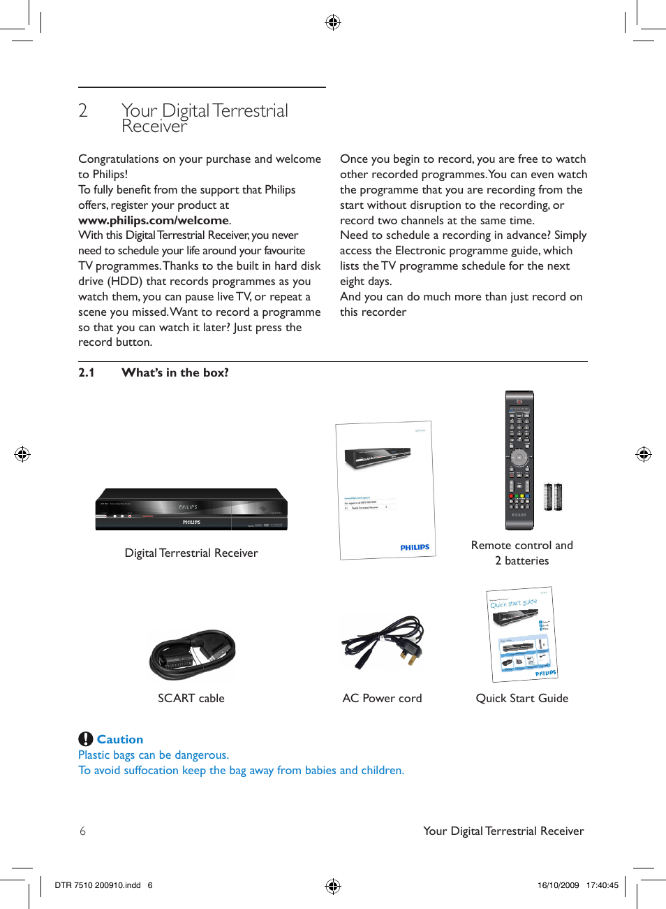 2your digital terrestrial receiver | Philips DTR7510/05 User Manual | Page 6 / 60