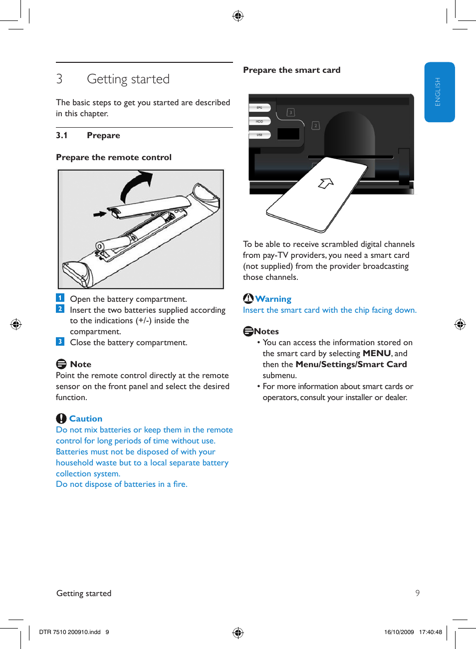 3getting started | Philips DTR7510/05 User Manual | Page 9 / 60