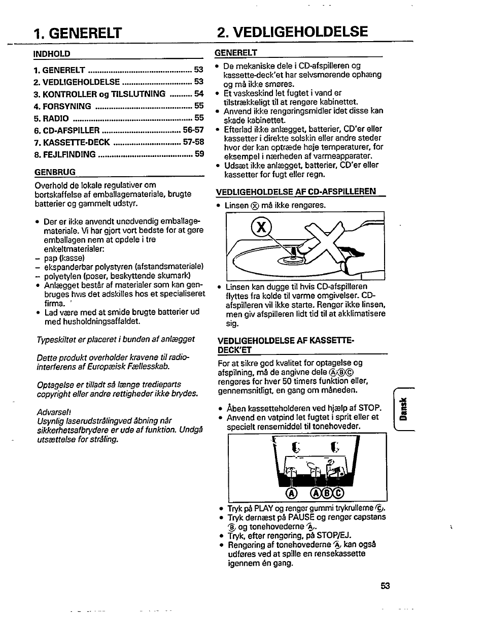 Genebelt 2. vedligeholdelse | Philips AZ 8048 User Manual | Page 3 / 13