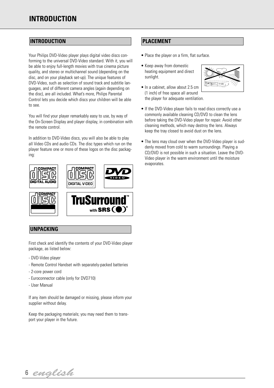 English, Introduction | Philips DVD700/004 User Manual | Page 2 / 20
