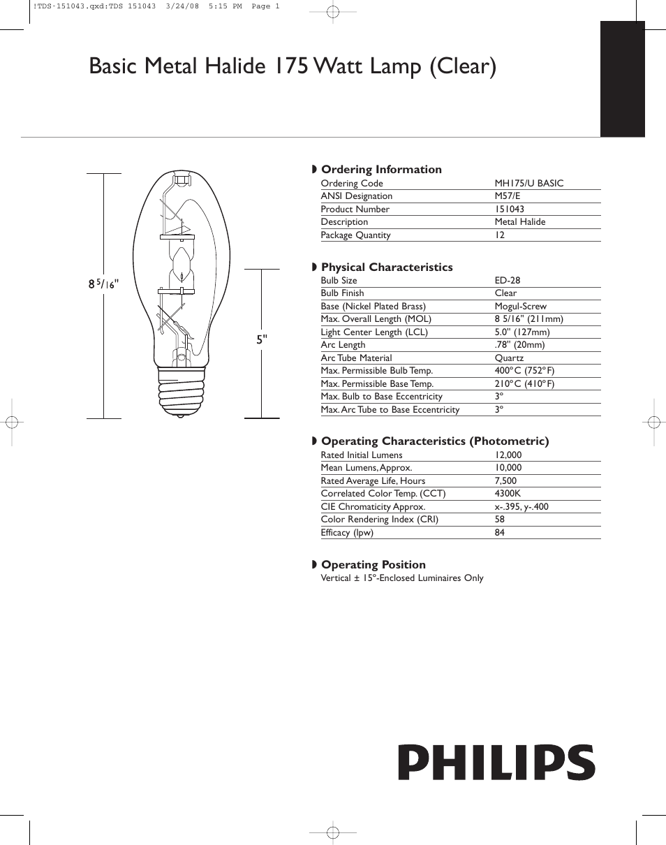 Philips 151043 User Manual | 2 pages