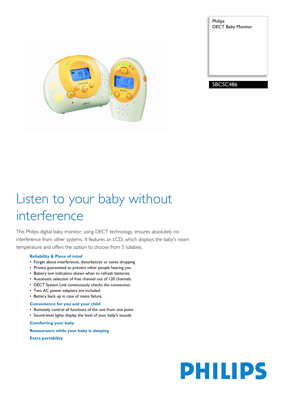 Philips SBCSC486 User Manual | 2 pages