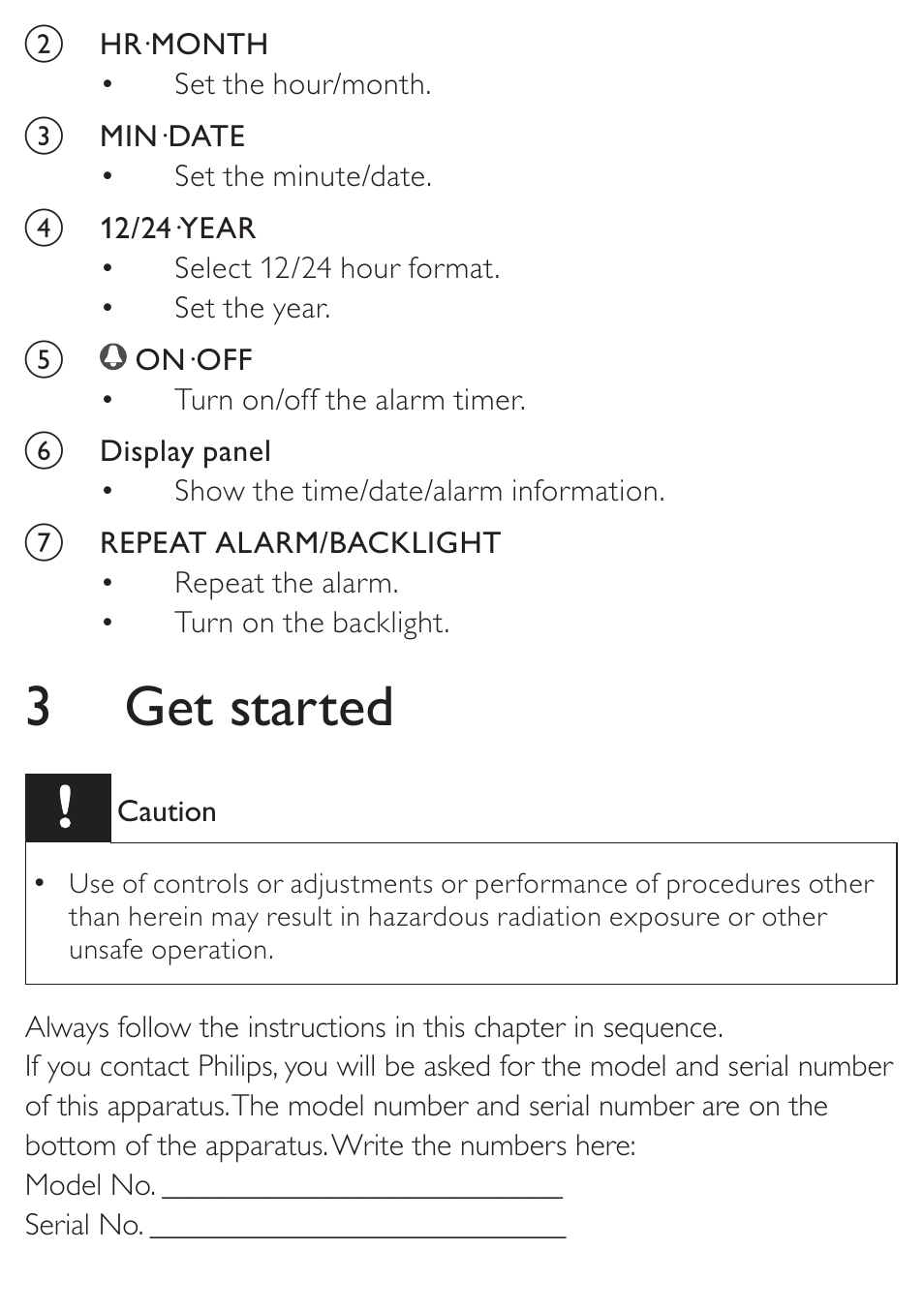 3 get started | Philips AJ110 User Manual | Page 5 / 11