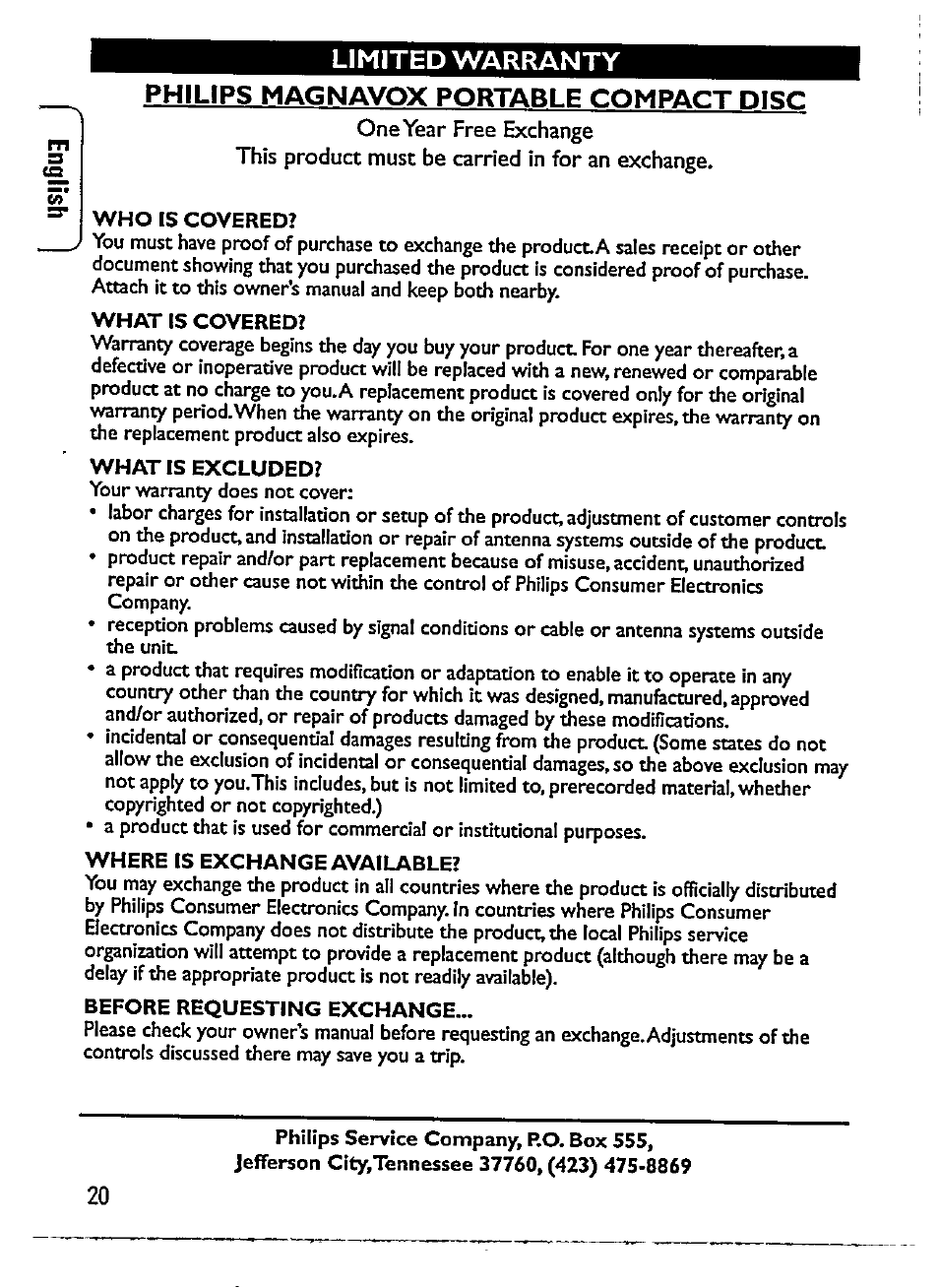 Philips magnavox portable compact disc | Philips AZ 7385 User Manual | Page 20 / 22