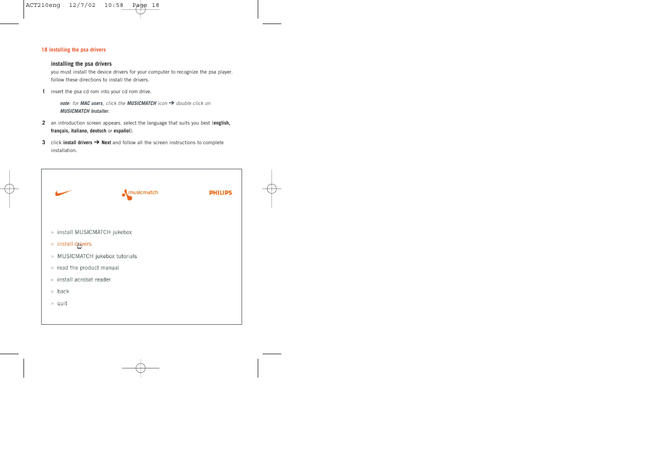 Philips ACT210 User Manual | Page 18 / 29
