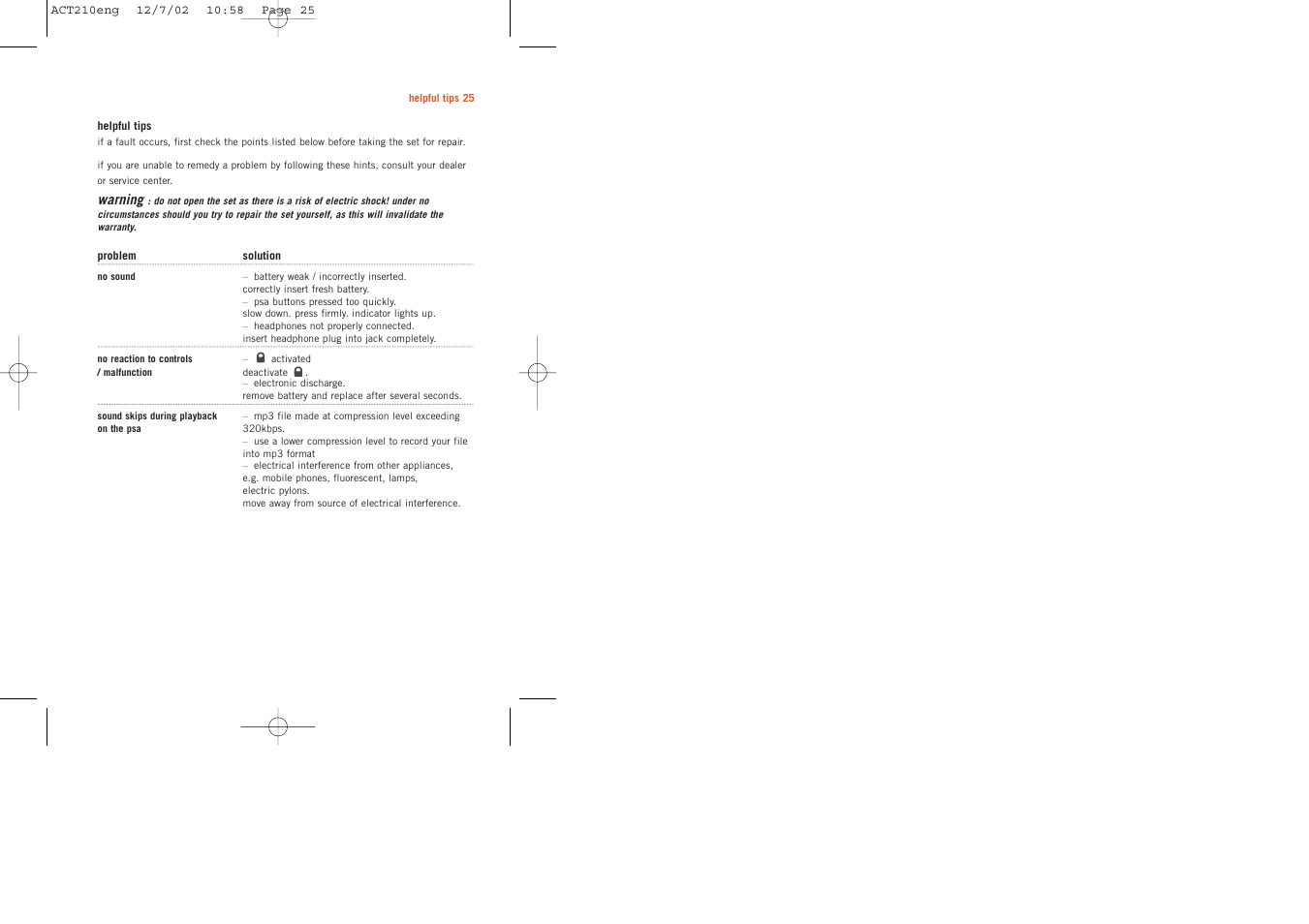 Philips ACT210 User Manual | Page 25 / 29