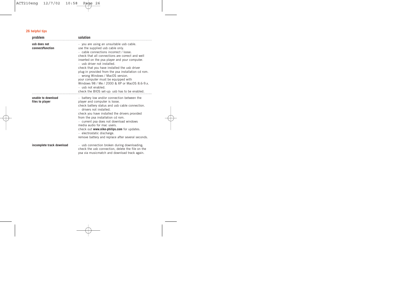 Philips ACT210 User Manual | Page 26 / 29