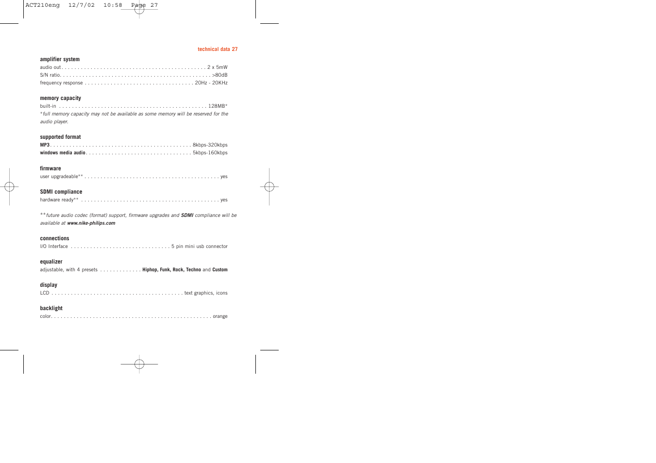 Philips ACT210 User Manual | Page 27 / 29