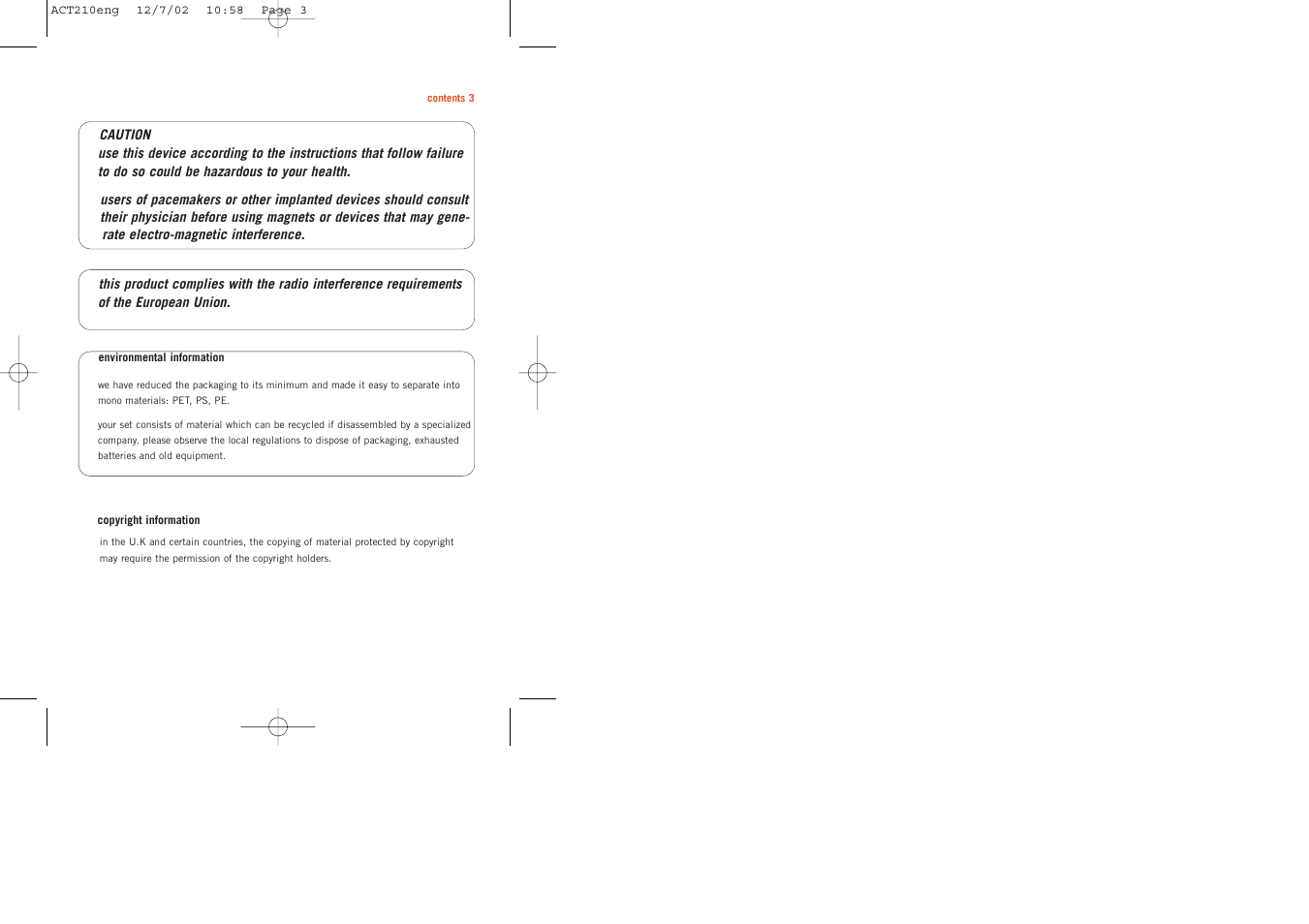 Philips ACT210 User Manual | Page 3 / 29
