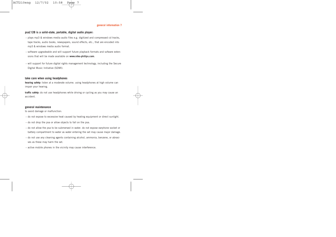 Philips ACT210 User Manual | Page 7 / 29