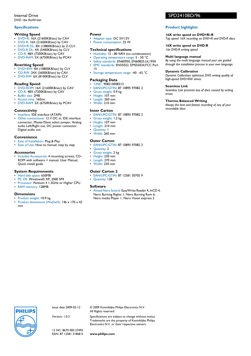 Philips SPD2410BD User Manual | Page 2 / 2