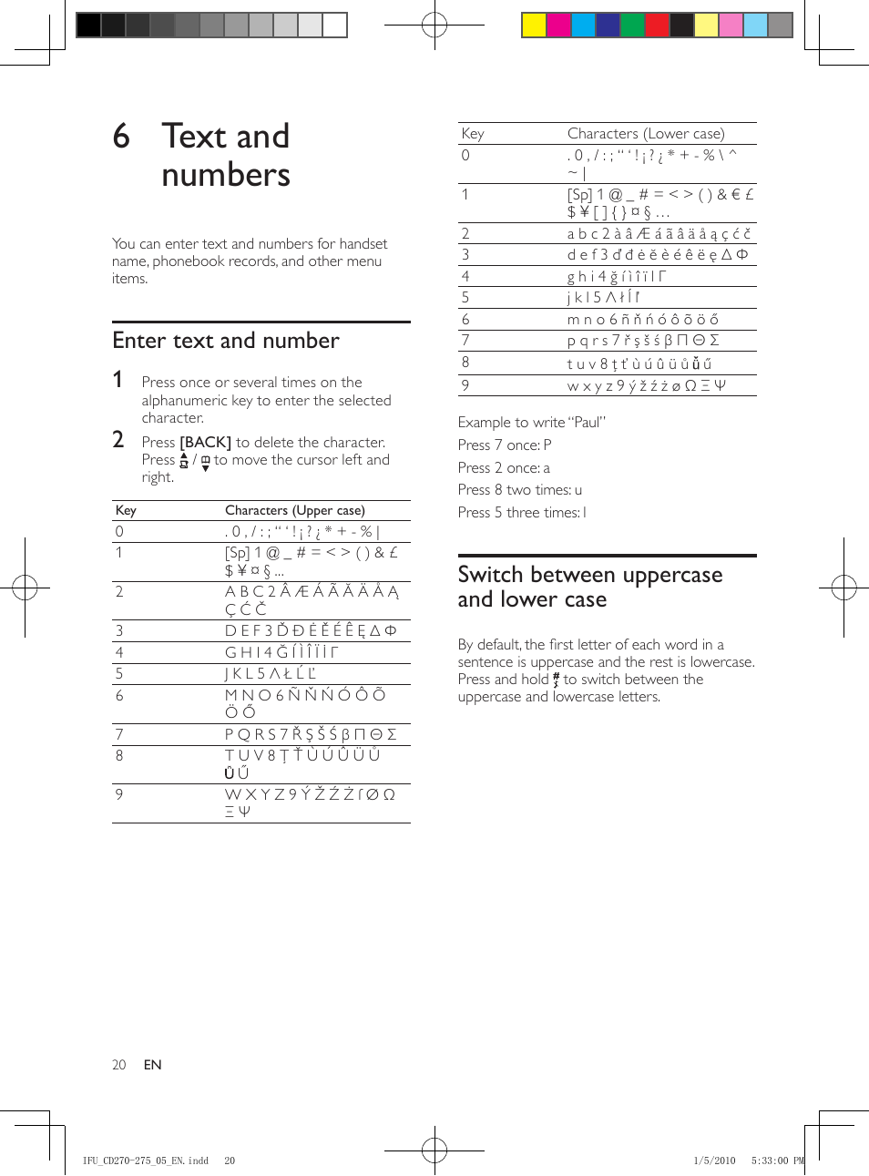 7 phonebook, View the phonebook, Search a record | Call from the phonebook, Access the phonebook during a call, Add a record, Scroll the contact list, Enter the first character of a contact, 6 text and numbers, Enter text and number | Philips AQ95-56F-1224KR User Manual | Page 20 / 40