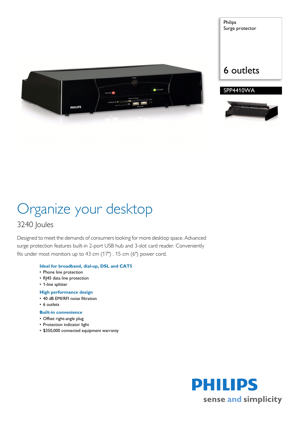 Philips SPP4410WA User Manual | 2 pages