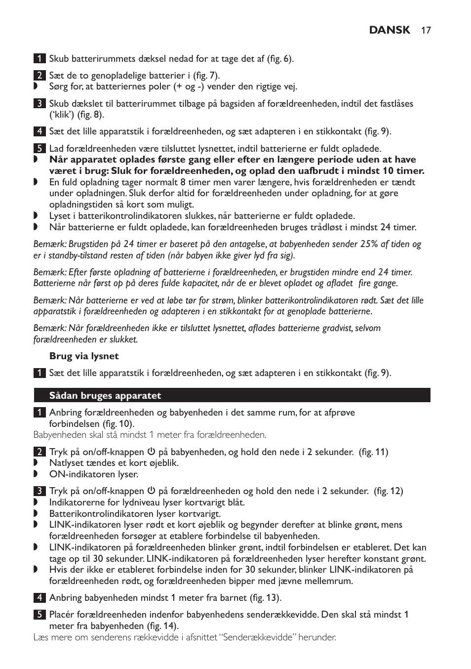 Brug via lysnet, Sådan bruges apparatet | Philips SCD497 User Manual | Page 17 / 124