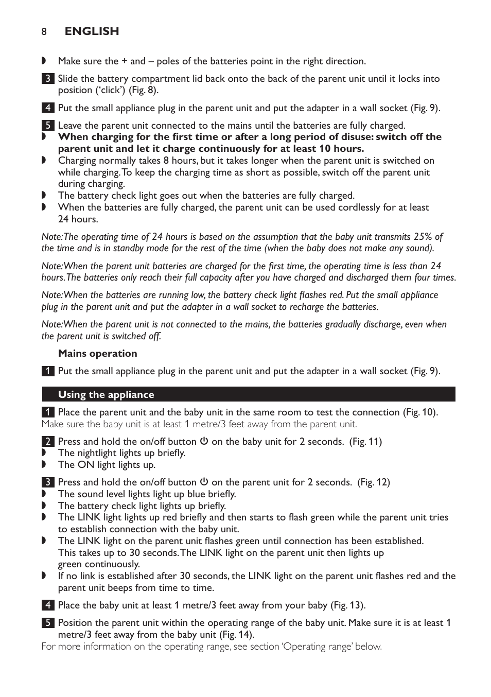 Mains operation, Using the appliance | Philips SCD497 User Manual | Page 8 / 124