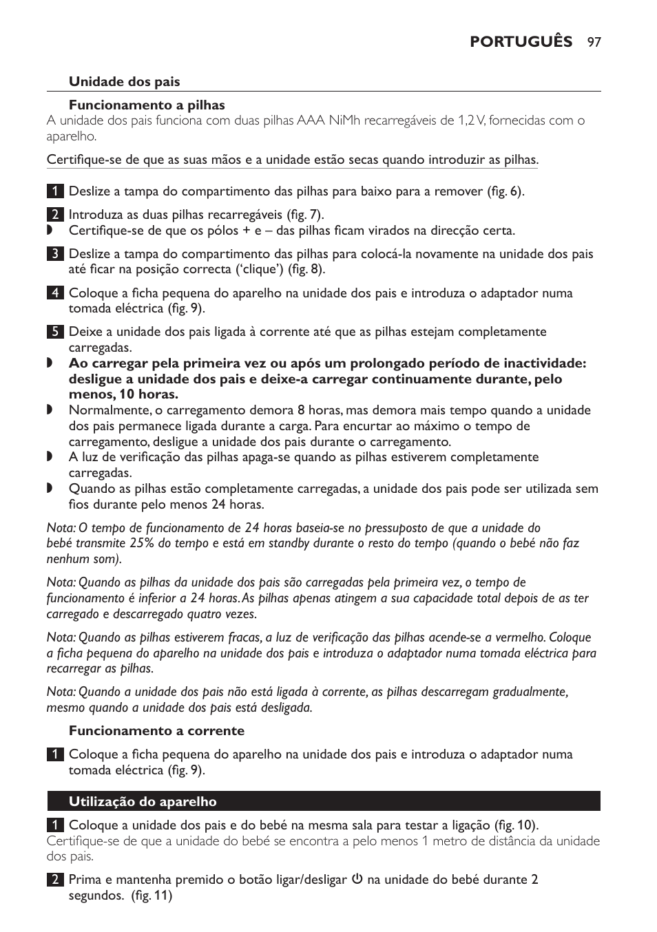 Unidade dos pais, Funcionamento a pilhas, Funcionamento a corrente | Utilização do aparelho | Philips SCD497 User Manual | Page 97 / 124