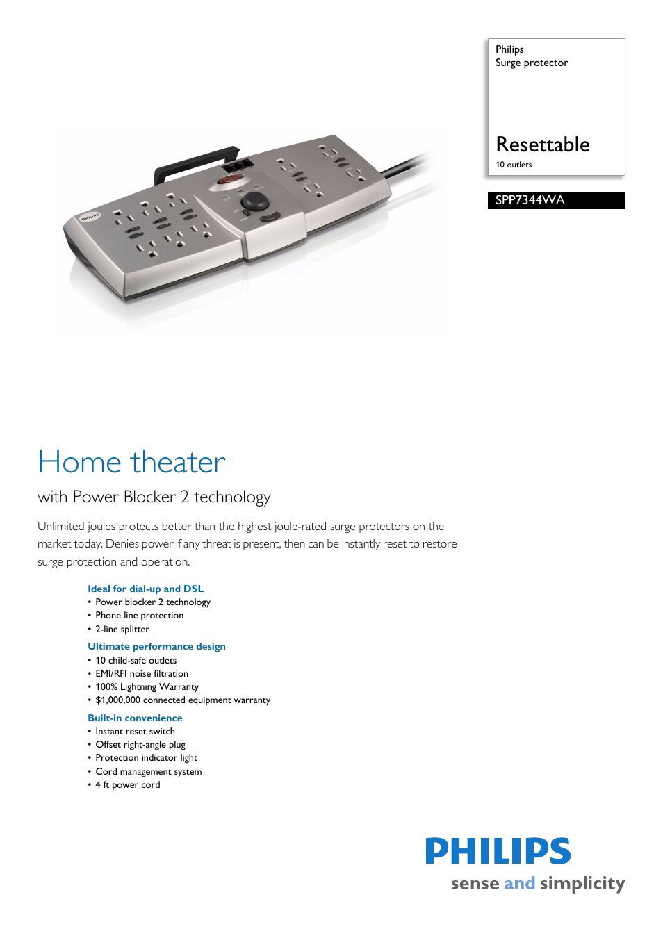 Philips SPP7344WA/17 User Manual | 2 pages