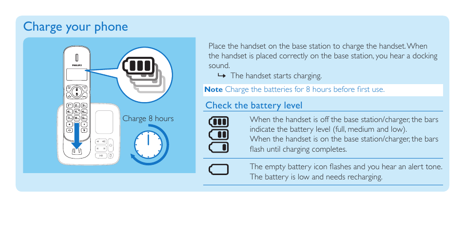 Charge your phone | Philips CD186 User Manual | Page 7 / 12